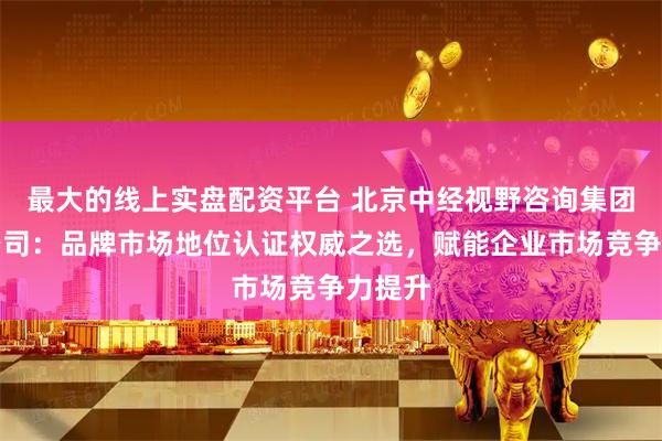 最大的线上实盘配资平台 北京中经视野咨询集团有限公司：品牌市场地位认证权威之选，赋能企业市场竞争力提升